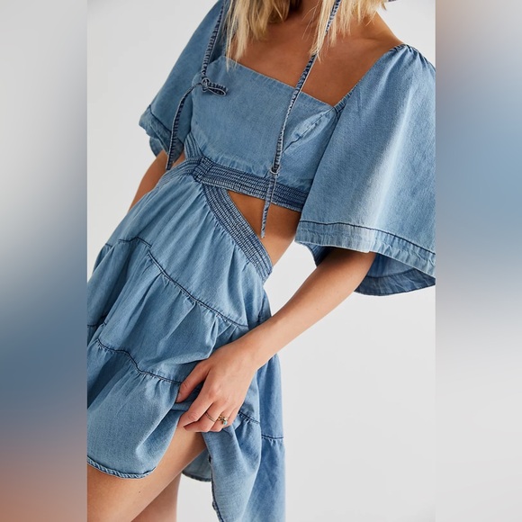 Free People Cross Of Sunlight Denim Mini | Large - Picture 1 of 7